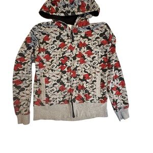 Minnie Mouse Zip-Up Hoodie Women’s Size M All Over Print